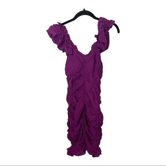 NWT ZARA Purple Button Front Draped Ruffle Mini Dress XS Blogger Favorite - Picture 10 of 12